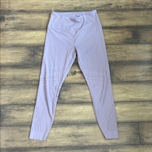 MPG Lavender Leggings with perforated details and scalloped bottom